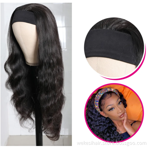 Wholesale Headband Kinky Ponytail Glueless Human Hair Wigs With Headband For Black Women Water Deep Wave Headband Wig Cap